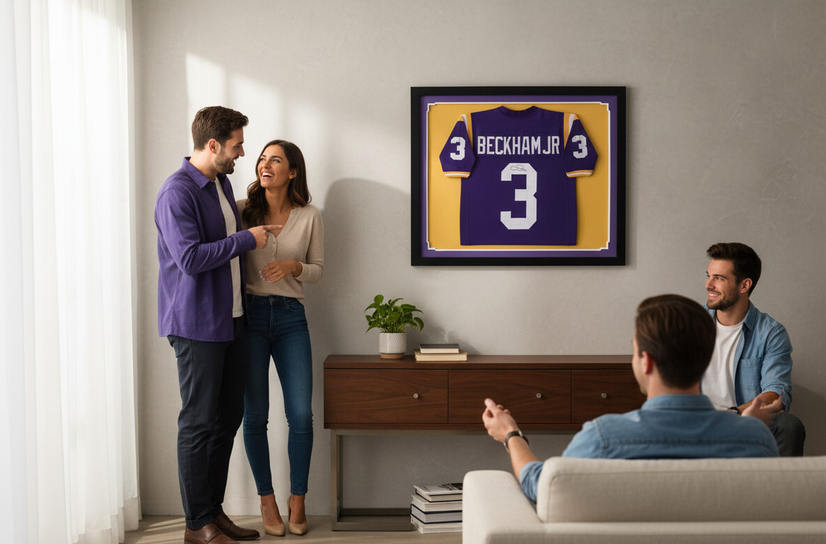 NHL jersey shadowbox in home office